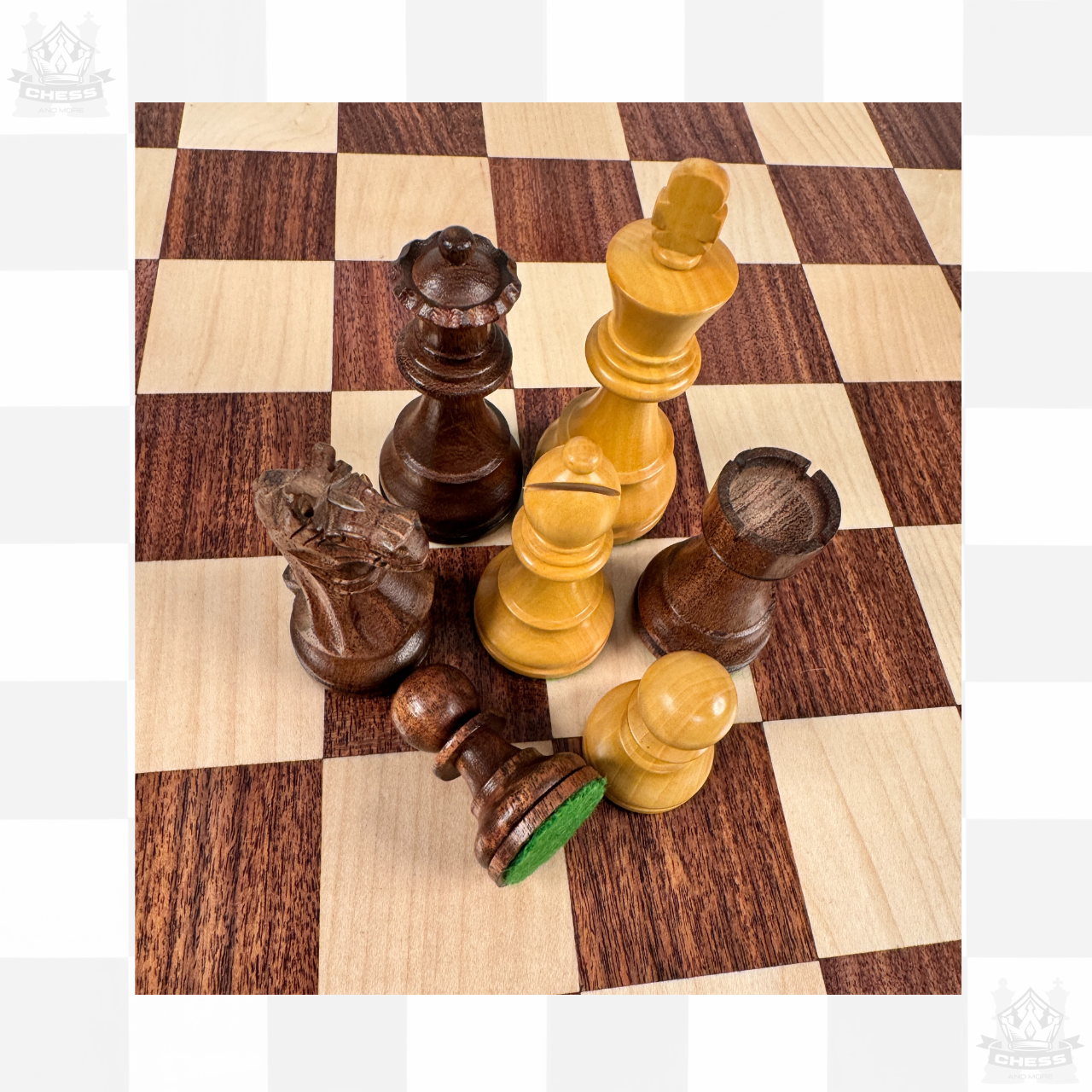 Wooden Chess Pieces 85mm Acacia and Boxwood - Chess And More
