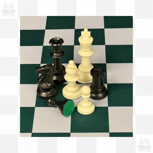 Tournament Chess Pieces 95mm King Double Weighted Chess And More, shown on G&W board