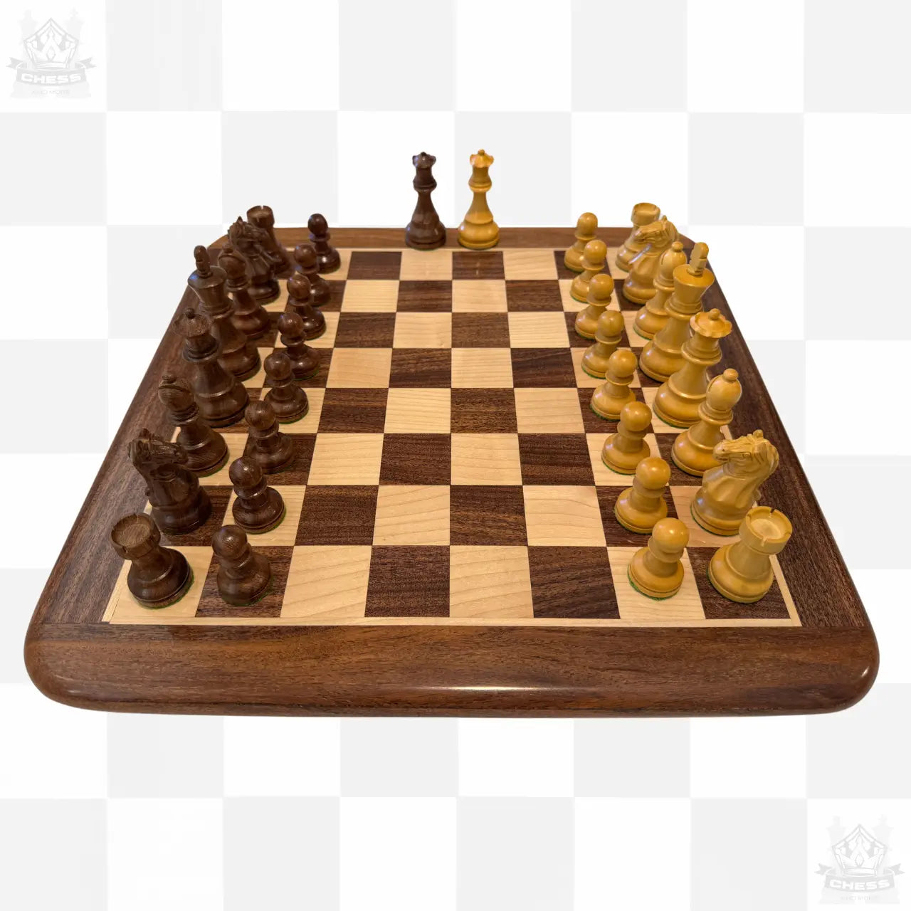 Luxury Wooden Chess Set 40cm Board with 85mm pieces Acacia and Boxwood - Chess And More side view