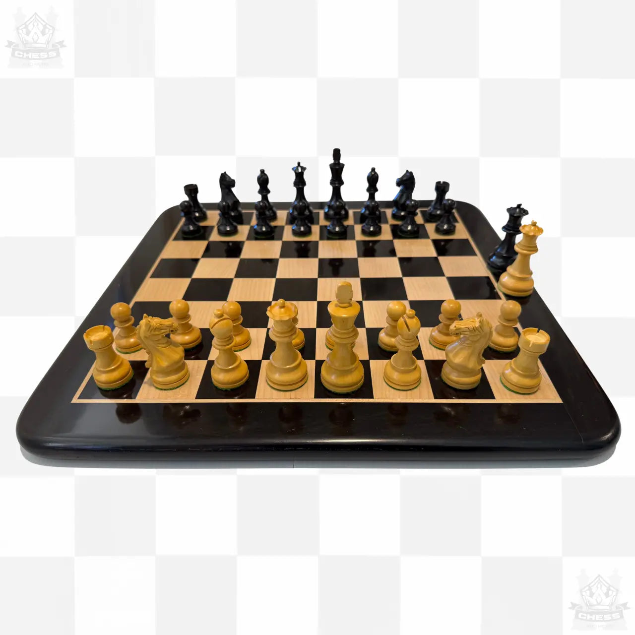 Luxury Wooden Chess Set 45cm Board with 85mm pieces Ebony and Boxwood - Chess And More front view
