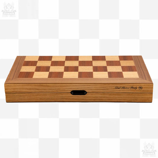 Dal Rossi 38cm Walnut Boxwood Finish Folding Chess Set Dal Rossi