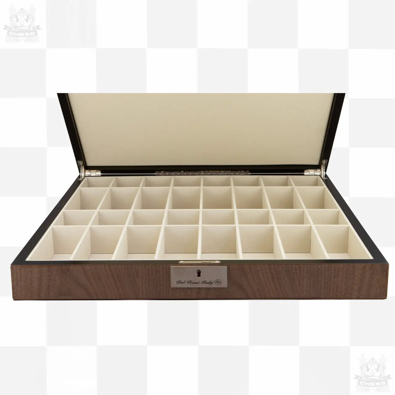 Dal Rossi 50cm Chess Set with Walnut Storage Board and Bronze / Copper pieces Dal Rossi storage box