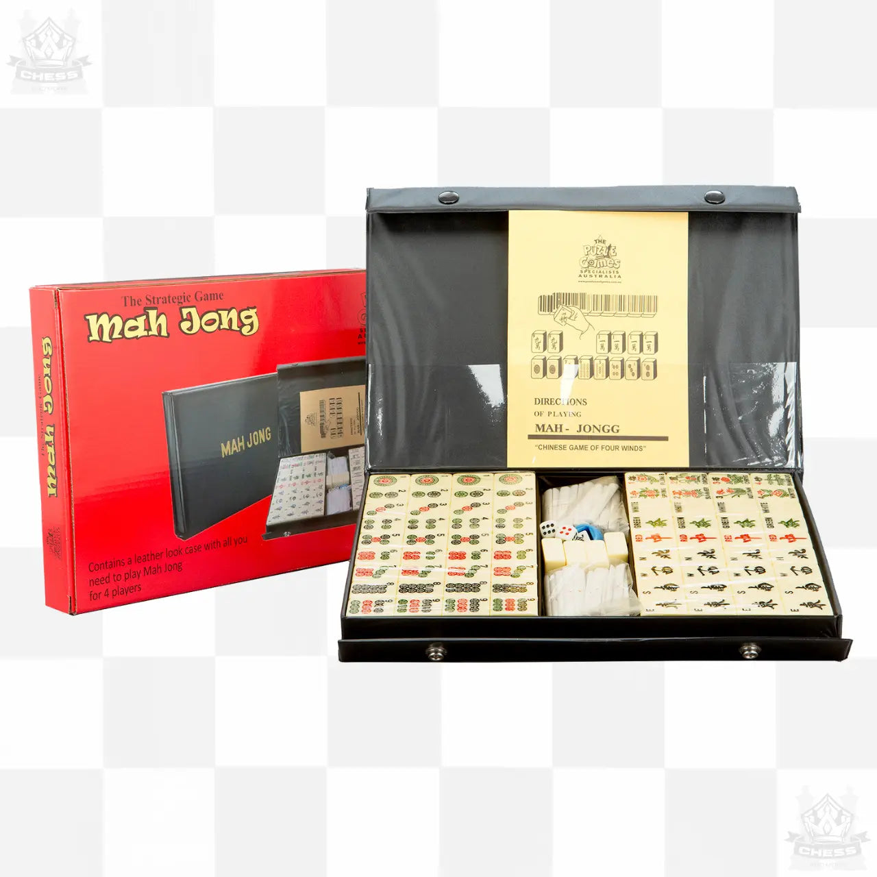 Mahjong Set – 32cm Everyday Edition in Black Vinyl Case and Sticks - Chess And More