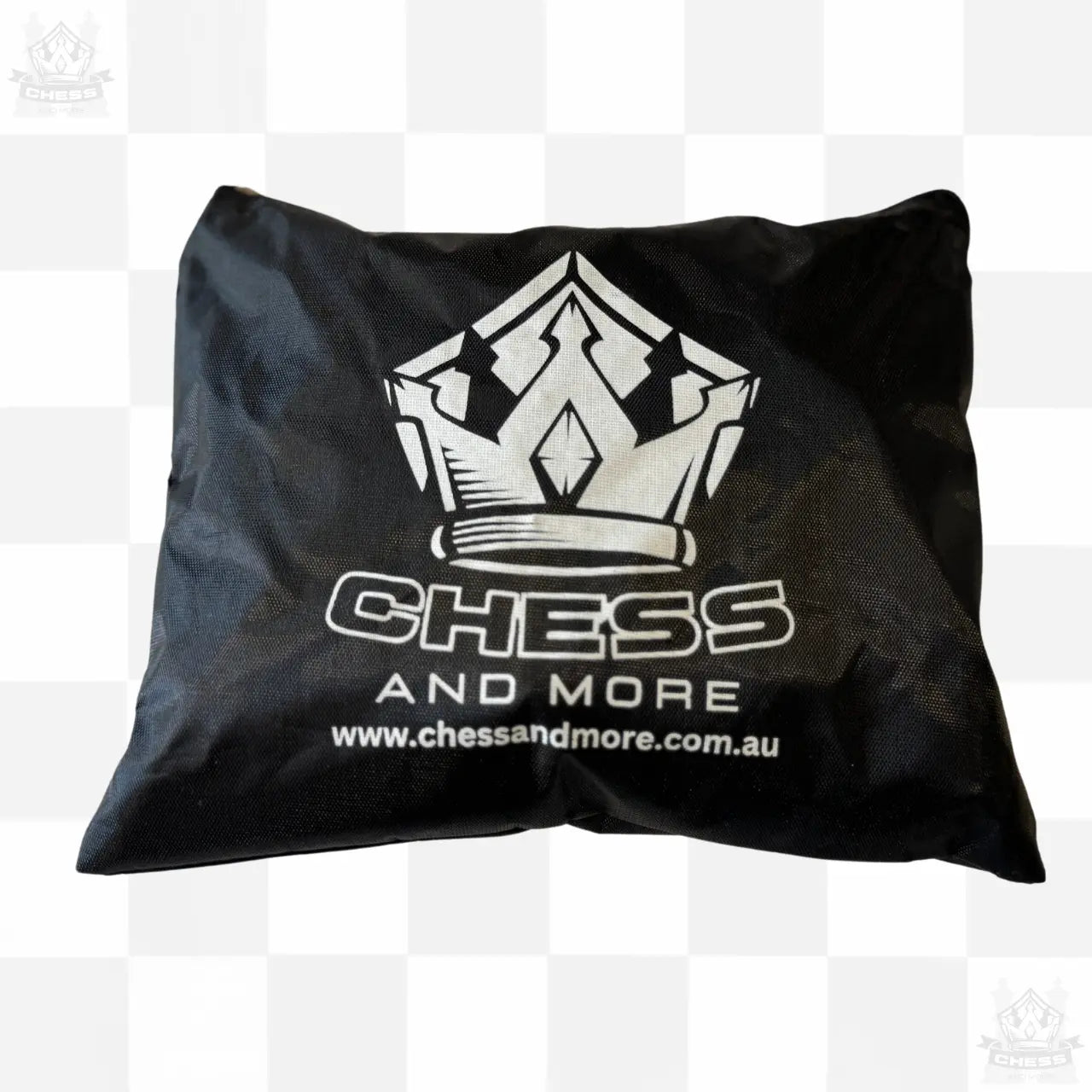 95mm Double Weighted Chess Pieces bag – Tournament Standard with Extra Queens - Chess And More logo bag for storage