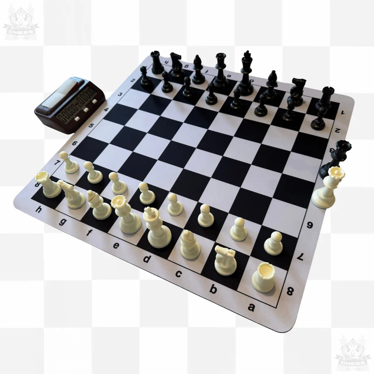 2-in-1 Tournament Chess & Checkers Set with Digital Chess Clock – Premium Game Bundle - Chess And More angle
