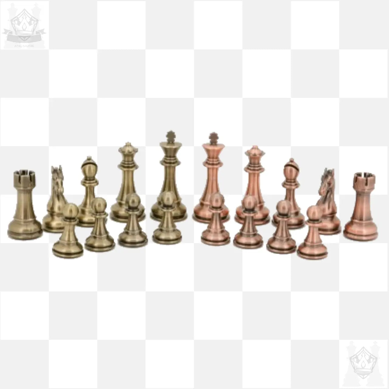 Dal Rossi 50cm Chess Set with Mahogany Storage Board and Bronze / Copper pieces Dal Rossi