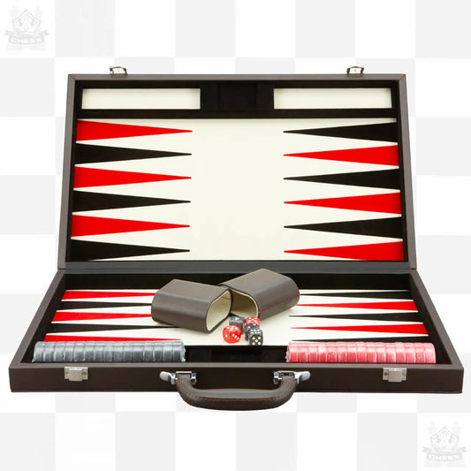 Dal Rossi Brown PU Leather 18" Backgammon Set - Chess And More