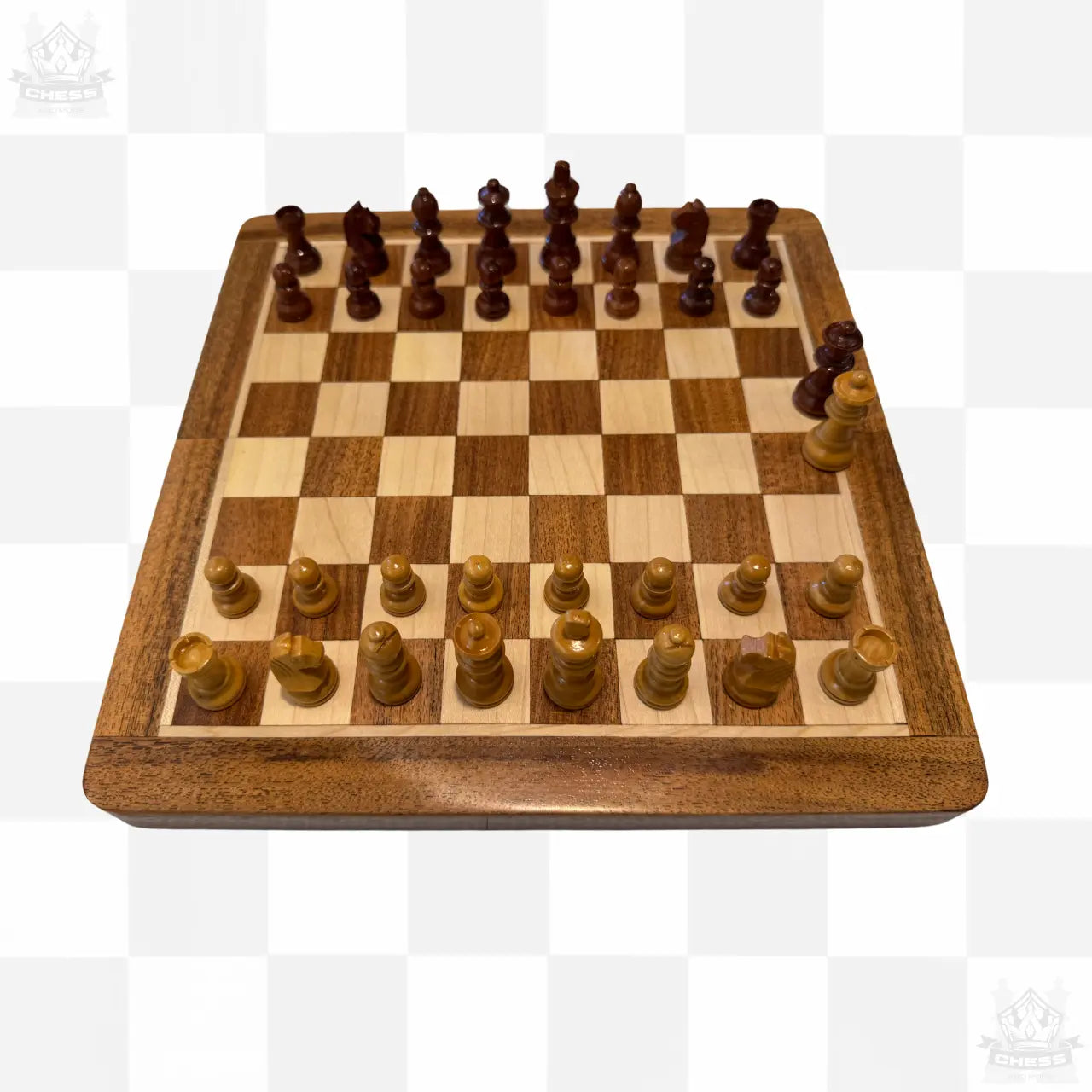 Travel Chess Magnetic Flip Set 25cm Acacia and Boxwood