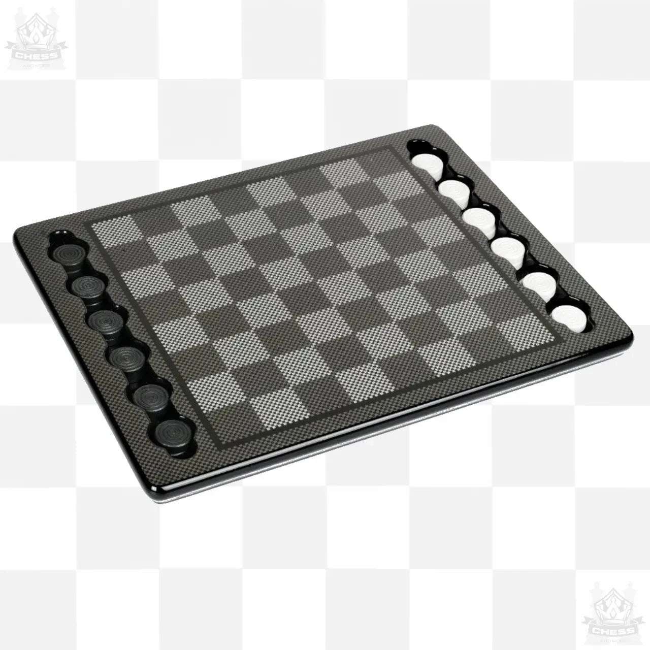 Dal Rossi Carbon Fibre Checkers Set, board and pieces Dal Rossi