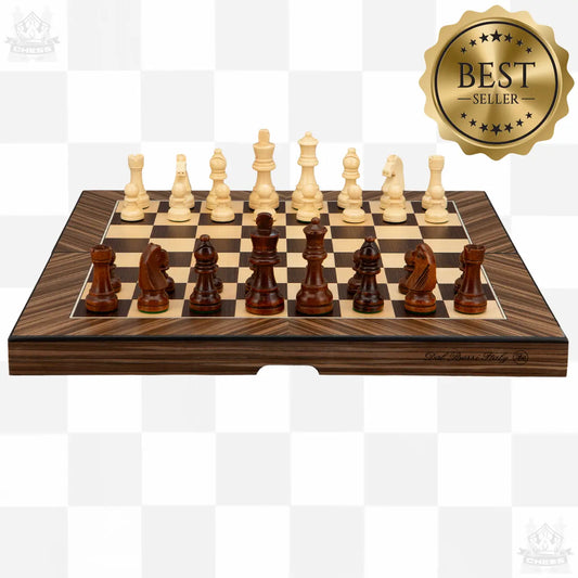 Dal Rossi 38cm Palisander Boxwood Finish Folding Chess Set Dal Rossi