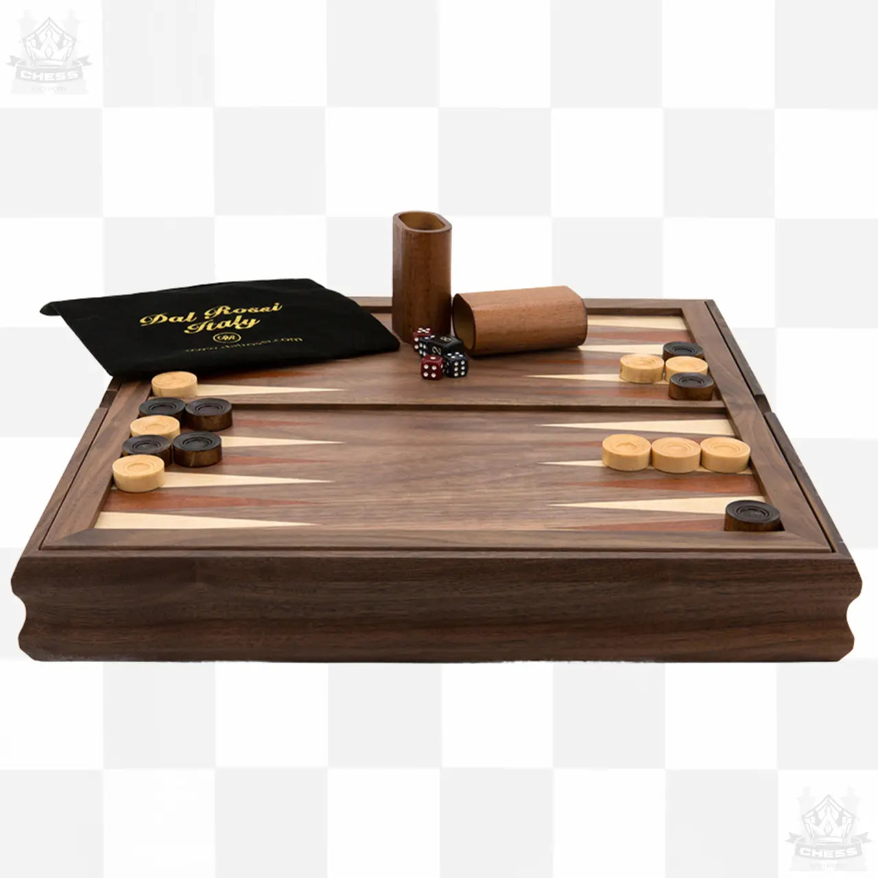 Dal Rossi 3-in-1 Wooden 14" Chess / Checkers / Backgammon flip top board - Chess And More