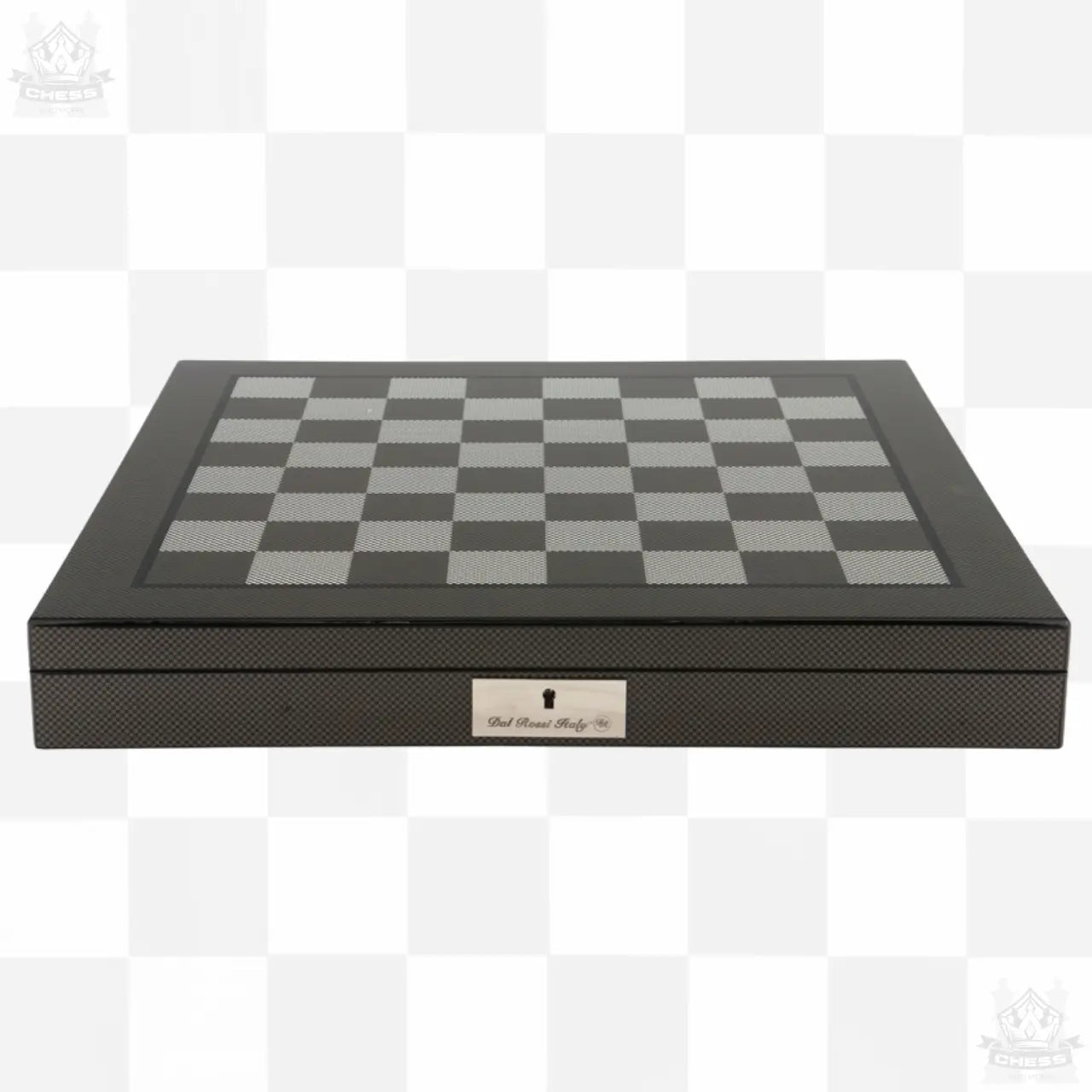 Dal Rossi 50cm Chess Set Carbon Fibre Storage Board and Black / White pieces - Chess And More