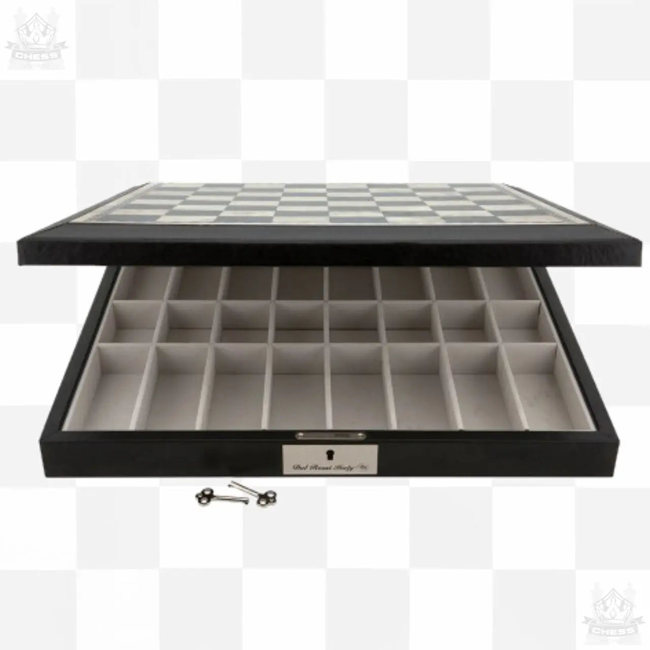 Dal Rossi 45cm Chess Set with Storage Board and 85mm Black & White pieces Dal Rossi