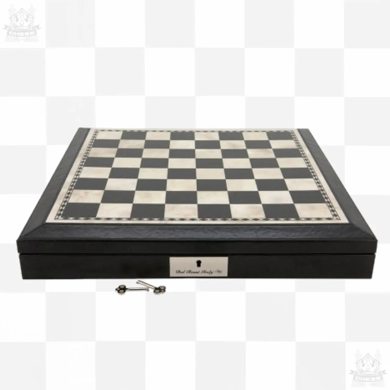 Dal Rossi 45cm Chess Set with Storage Board and 85mm Black & White pieces Dal Rossi