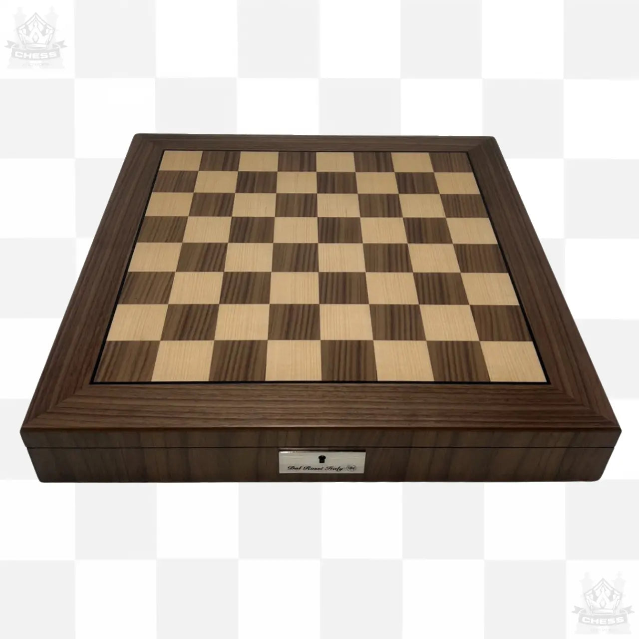 Dal Rossi 50cm Walnut Inlaid Chess Board with Storage - Chess And More