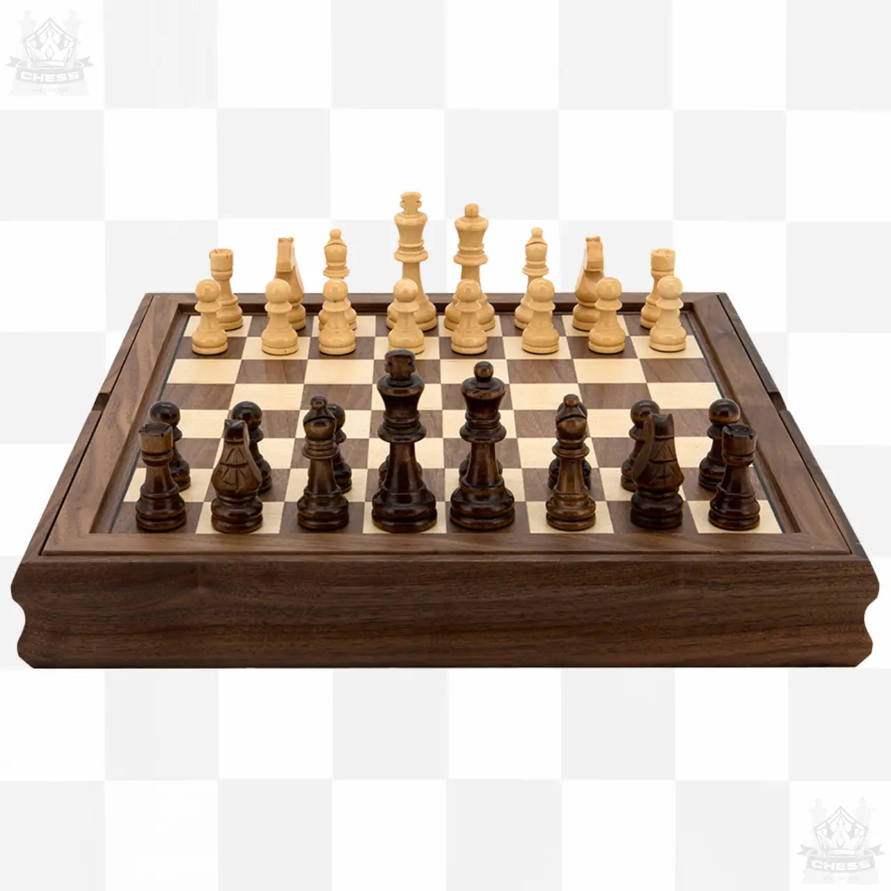 Dal Rossi 3-in-1 Wooden 14" Chess / Checkers / Backgammon flip top board - Chess And More