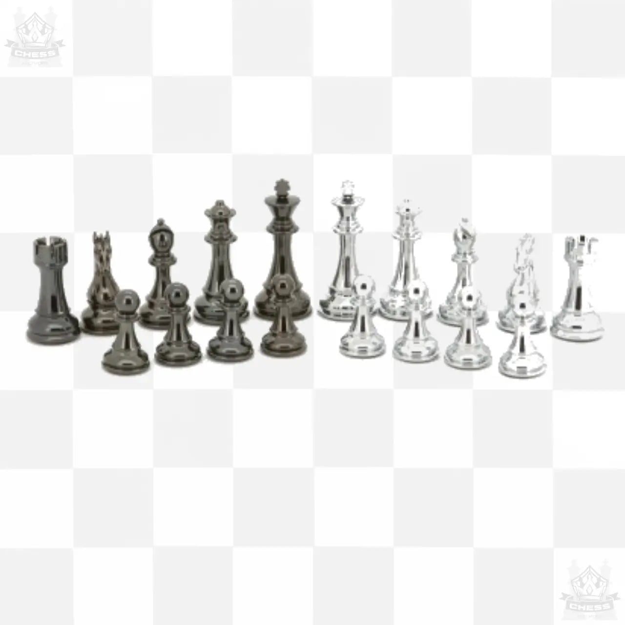 Dal Rossi Chess Pieces 110mm Silver and Black Resin - Chess And More