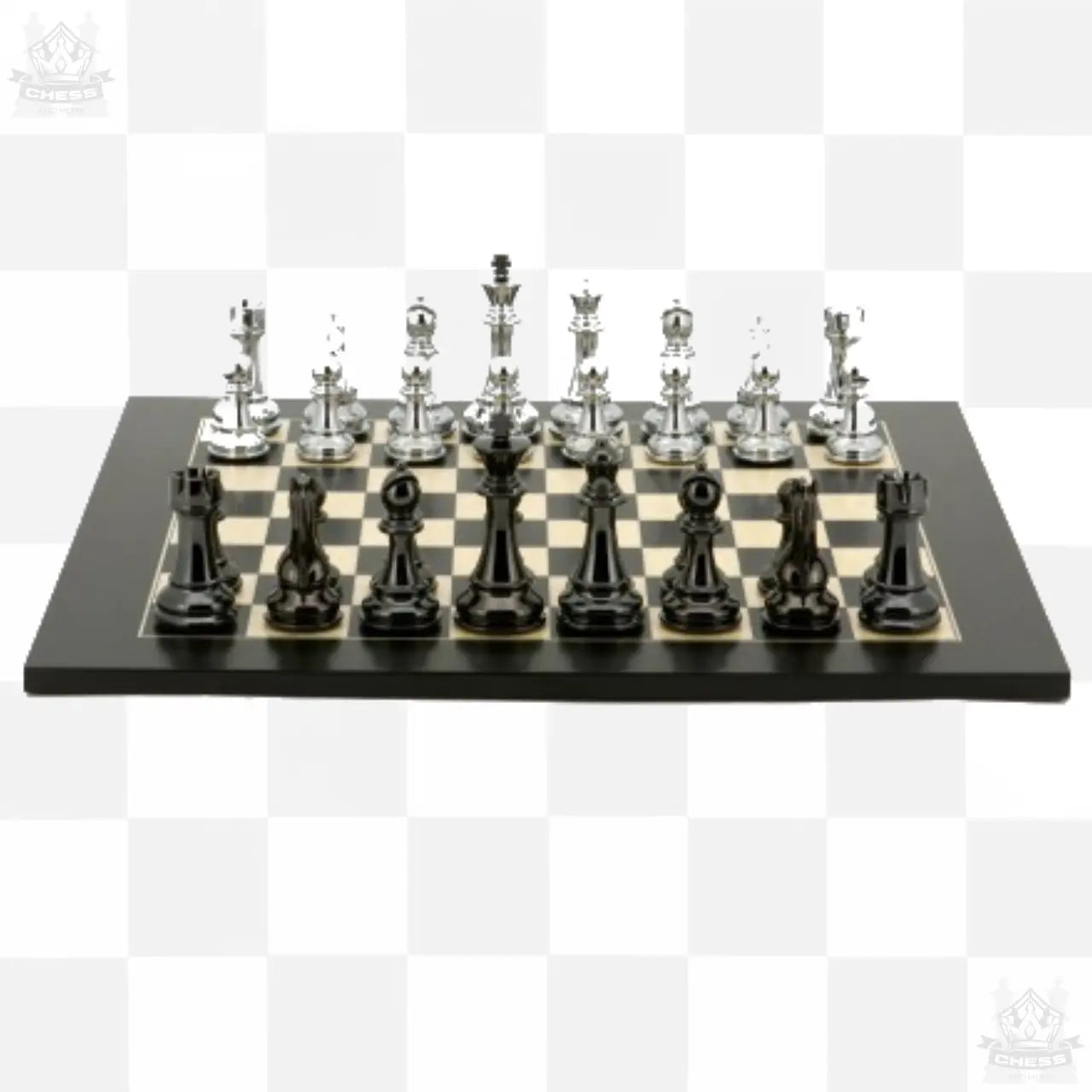 Dal Rossi Chess Pieces 110mm Silver and Black Resin - Chess And More