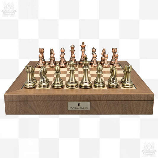 Dal Rossi 50cm Chess Set with Walnut Storage Board and Bronze / Copper pieces - Chess And More