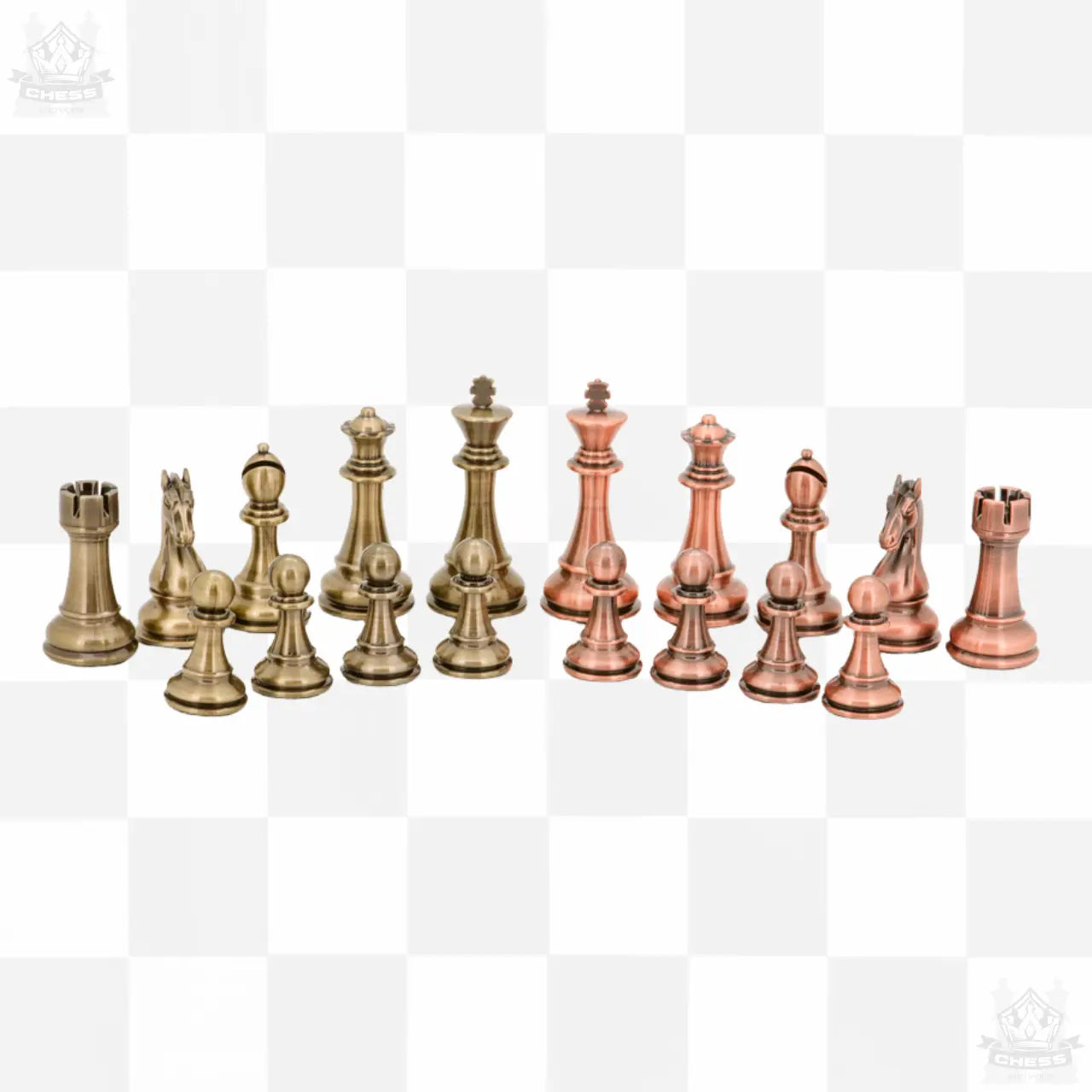 Dal Rossi 50cm Chess Set with Walnut Storage Board and Bronze / Copper pieces - Chess And More