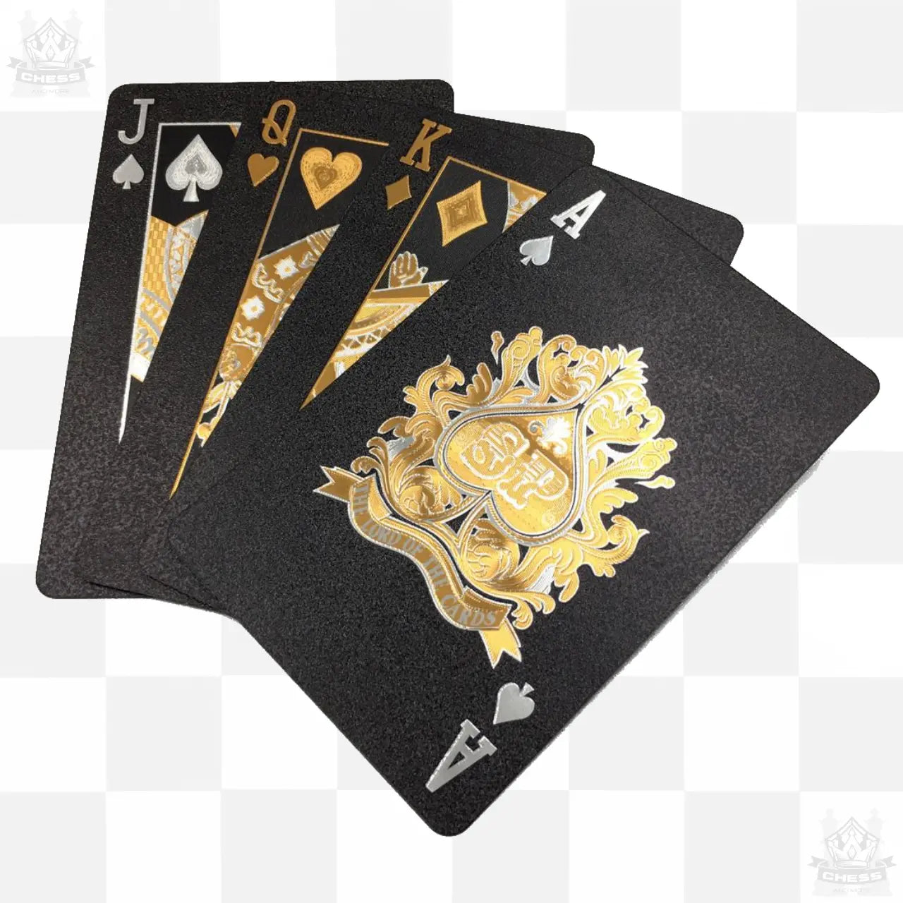 Dal Rossi Luxury Black Playing Cards with Gold & Silver Plated print Dal Rossi