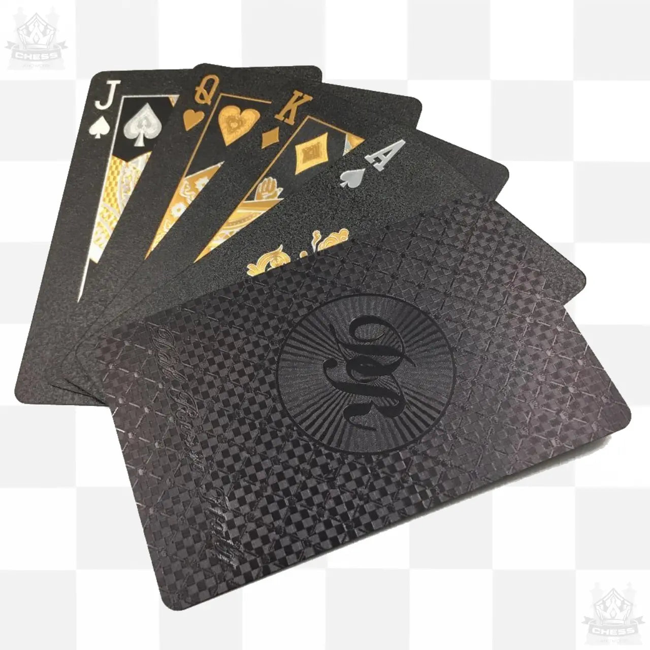 Dal Rossi Luxury Black Playing Cards with Gold & Silver Plated print Dal Rossi