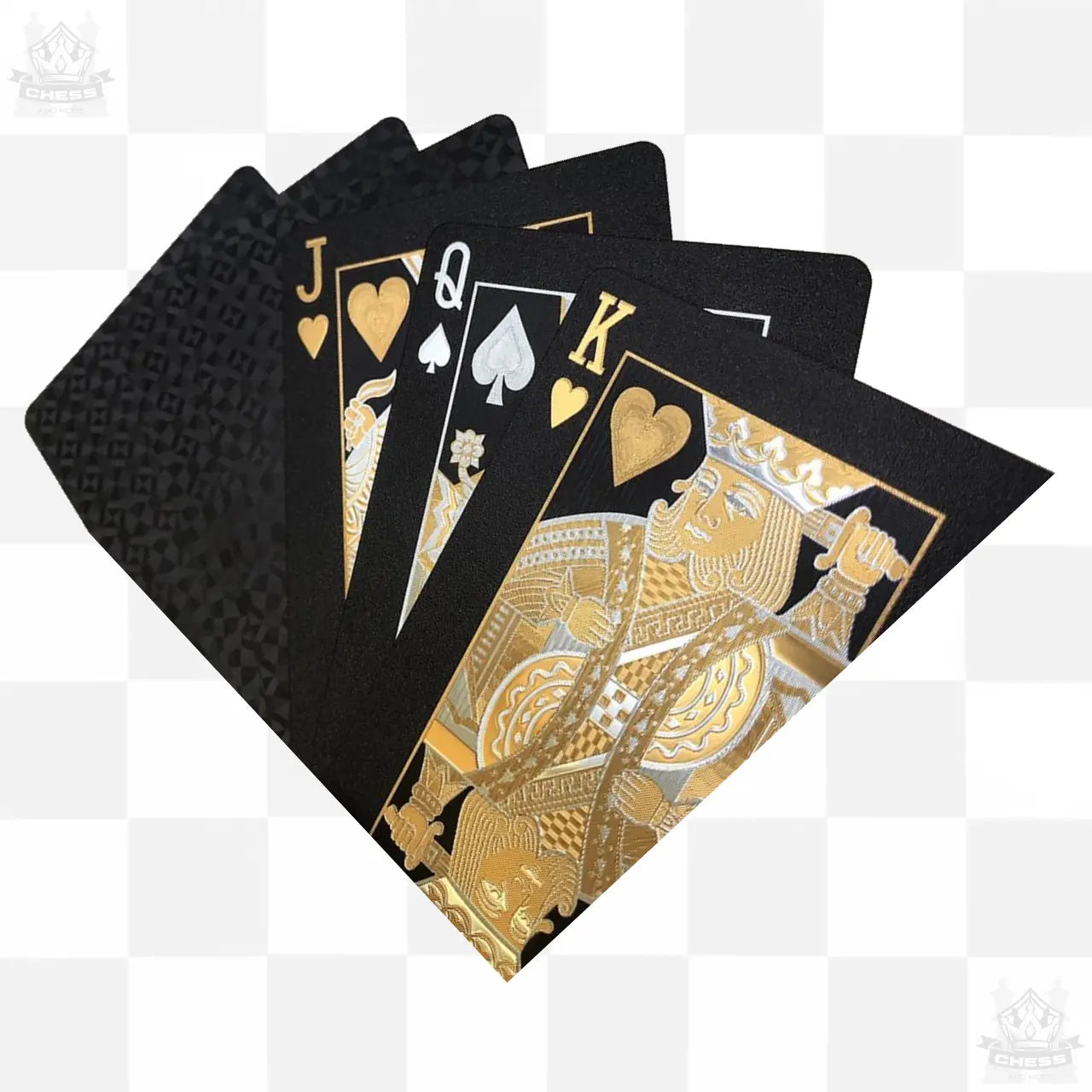 Dal Rossi Luxury Black Playing Cards with Gold & Silver Plated print Dal Rossi