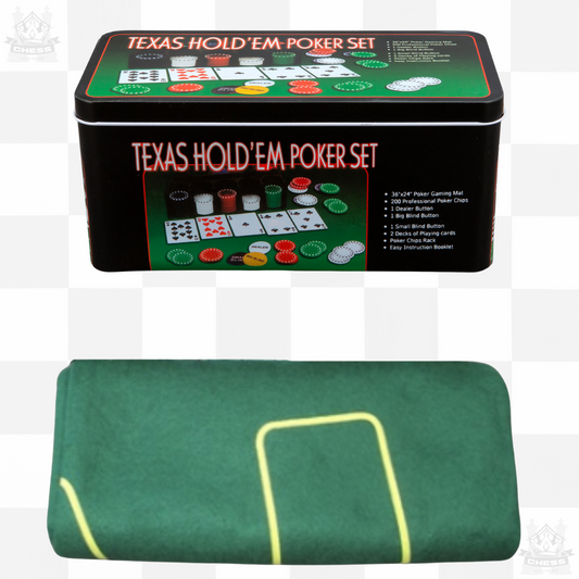 Texas Holdem Poker Set with Cards and Chips in tin