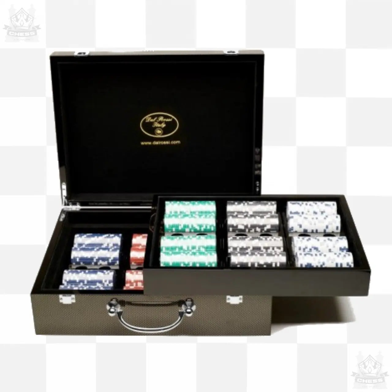 Dal Rossi Las Vegas Poker Attaché Case 500 Chips 11.5gm and 2 Packs of Playing Cards Dal Rossi