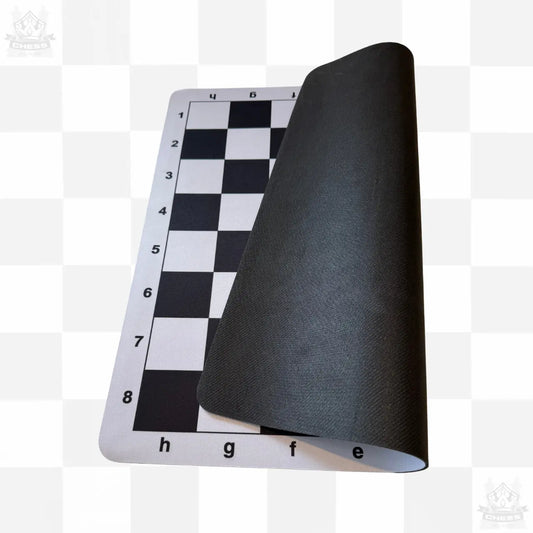 Tournament Chess Set – 50cm Black and White Rubber Mousepad Board & Double Weighted 95mm Chess Pieces - Chess And More mousepad rollup board