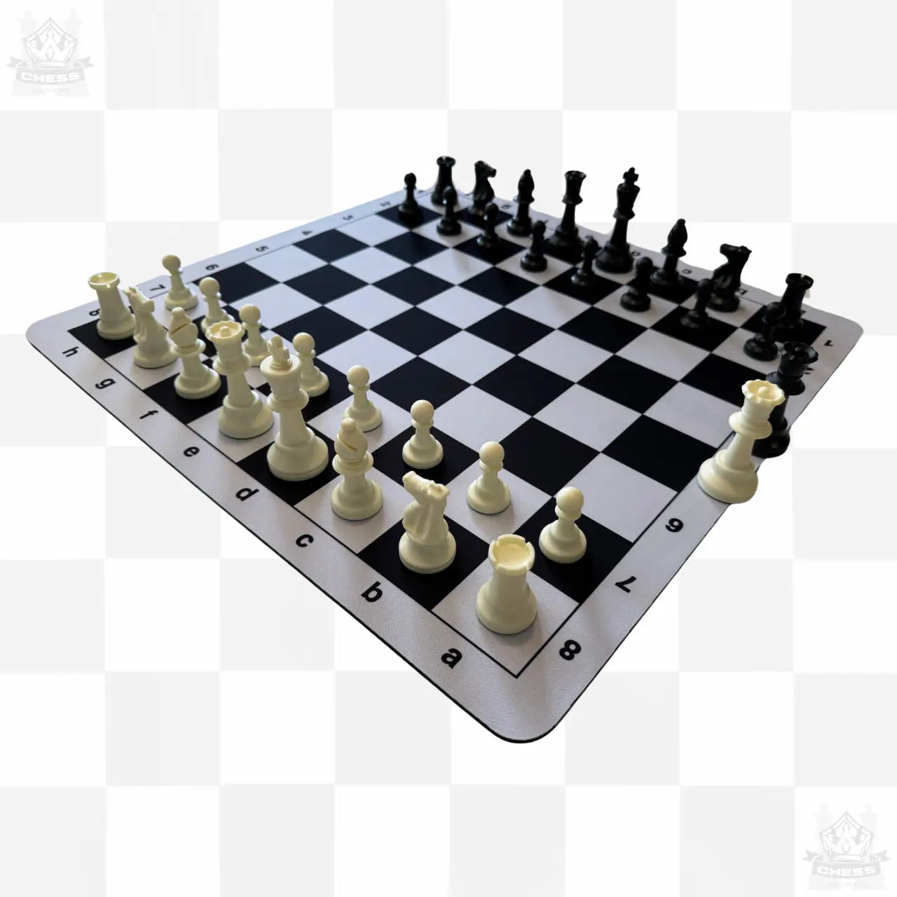 Tournament Chess Set – 50cm Black and White Rubber Mousepad Board & Double Weighted 95mm Chess Pieces - Chess And More