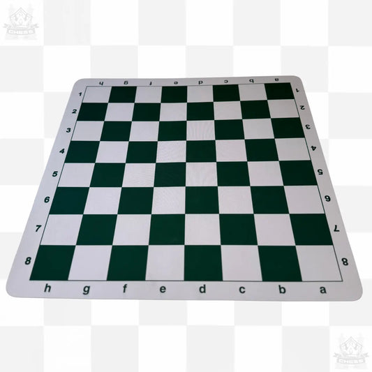 Tournament Chess Set – 50cm Green and White Rubber Mousepad Board & Double Weighted 95mm Chess Pieces - Chess And More mousepad board from above