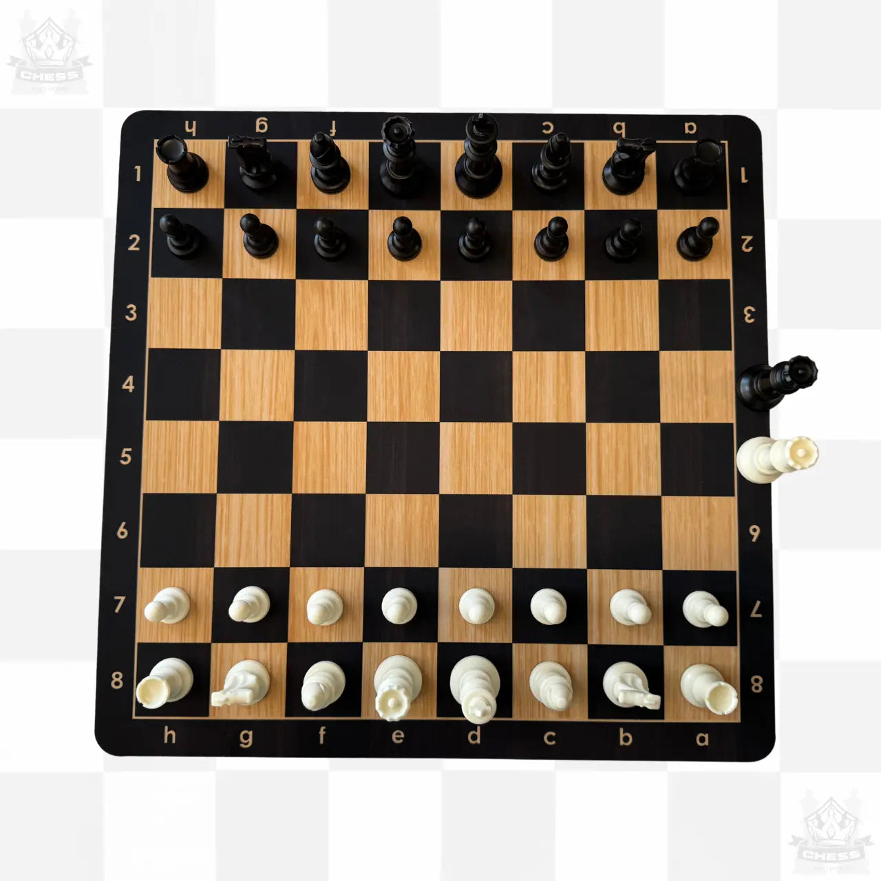 Tournament Chess Set – 50cm Woodgrain Rubber Mousepad Board & Double Weighted 95mm Chess Pieces - Chess And More